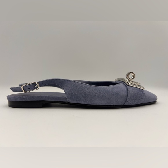 HERMES Innocente Ballerina Slingback Pumps Blue Suede Bleu Ciel 37 New in Box - Picture 5 of 15